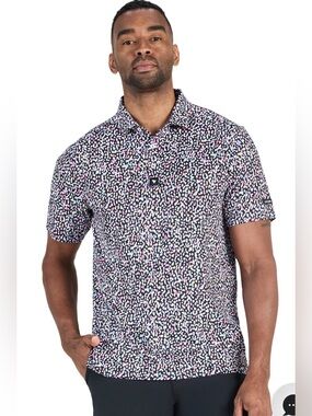 Bad Birdie Abstract Core Performance Golf Polo Drippity Drip Pattern Sz XL